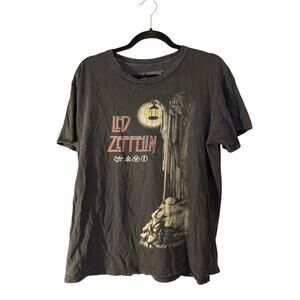 Led Zeppelin Band Graphic T-shirt Grim Reaper Black Size Large 100% Cotton Goth
